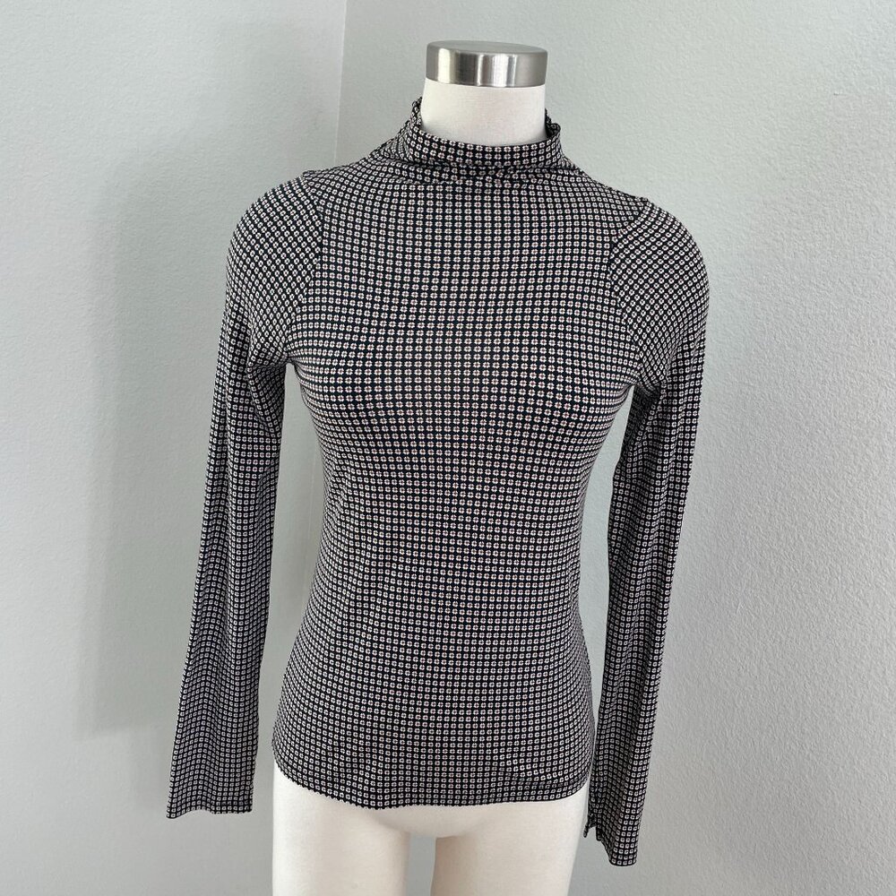 Rag & Bone‎ Womens Medium Shaw Printed Turtleneck Top Long Sleeve Stretch